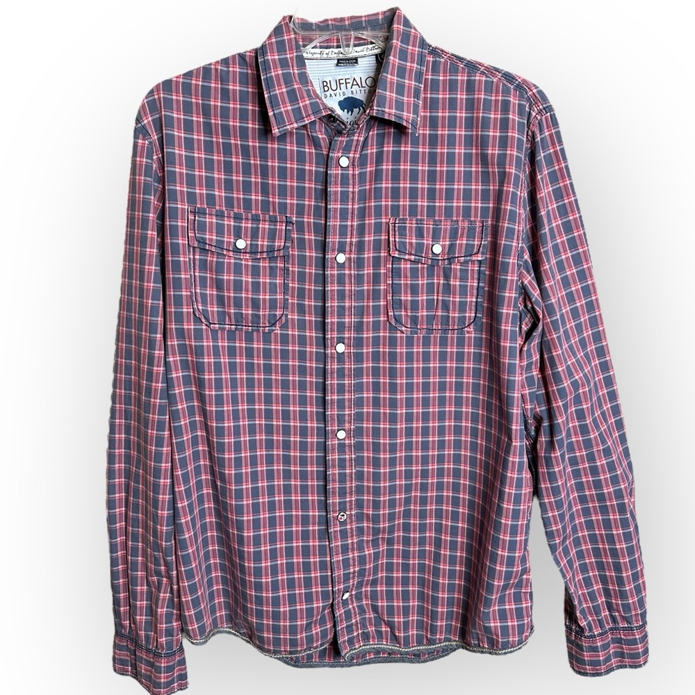 David Bitton ORIGINAL BUFFALO Plaid Vintage L/S Snap Front Western Style… - Picture 2 of 7